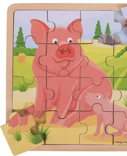 Dřevěné hračky Bigjigs Toys Dřevěné puzzle PIG FAMILY