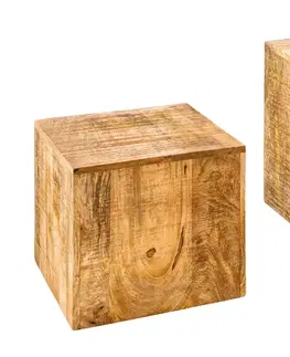 Luxusní a designové příruční stolky Estila Set masivních čtvercových příručních stolků Cascara z mangového dřeva v hnědé barvě 45/40cm