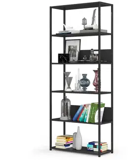 Knihovny Ak furniture Knihovna Loft s kovovým rámem 80 cm černá