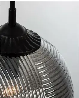 Klasická závěsná svítidla NOVA LUCE závěsné svítidlo ATHENA kouřové šedé sklo matný černý kov E27 1x12W 230V IP20 bez žárovky 9191210