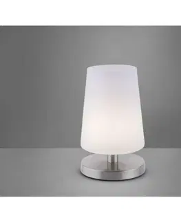 LED stolní lampy PAUL NEUHAUS LED stolní lampa s ocelovou základnou s decentním bílým podlouhlým stínítkem na lampu 3000K PN 4146-55