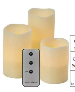 Svíčky EMOS Vosková LED svíčka Candas s ovladačem 3 ks teplá bílá
