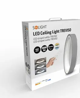 LED stropní svítidla Solight LED stropní světlo kulaté Treviso, 48W, 2880lm, stmívatelné, dálkové ovládání, šedá WO768-G