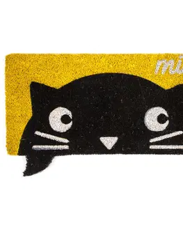 Koberce a koberečky Trade Concept Kokosová rohožka Miau žlutá, 32 x 68 cm
