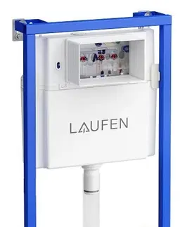 Záchody LAUFEN Rámový podomítkový modul CW1 SET s bílým tlačítkem + WC REA CARLO MINI RIMLESS ČIERNY MAT + SEDADLO H8946600000001BI MM1