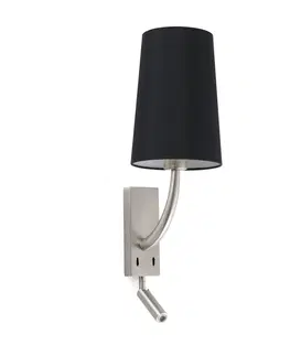 Nástěnná svítidla FARO BARCELONA Nástěnné světlo Rem, LED lampa na čtení černá/nikl