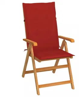 Zahradní židle Skládací zahradní židle s poduškami teak / látka Dekorhome Antracit