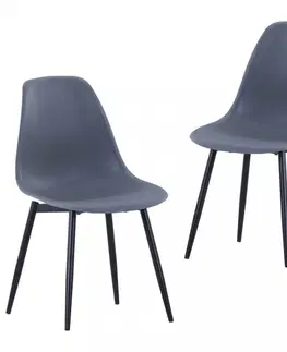 Židle Jídelní židle 2 ks plast / kov Dekorhome Bílá