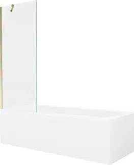 Vany MEXEN/S Vega obdélníková vana 150 x 70 cm s panelem + vanová zástěna 70 cm, transparent, zlatá 550115070X9507000050