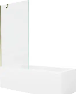 Vany MEXEN/S Cubik obdélníková vana 150 x 70 cm s panelem + vanová zástěna 90 cm, transparent, zlatá 550315070X9509000050