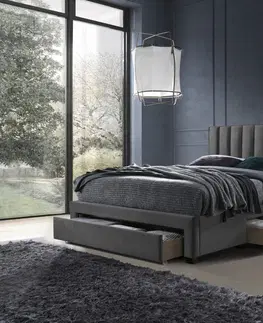 Postele HALMAR Čalouněná postel Lado 160x200 cm šedá