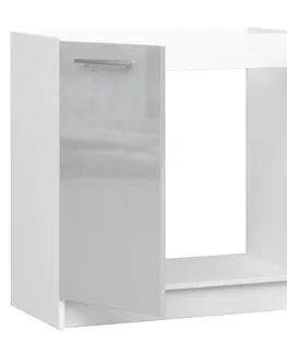 Kuchyňské dolní skříňky Ak furniture Kuchyňská skříňka pod dřez Olivie S 80 cm bílá/metalický lesk