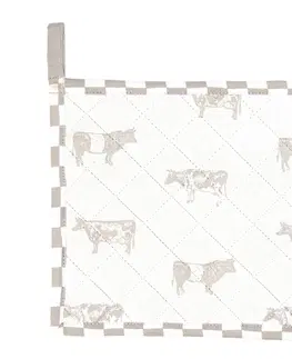 Chňapky Bavlněná podložka/chňapka s béžovým potiskem Life with Cows - 20*20 cm Clayre & Eef LWC45N