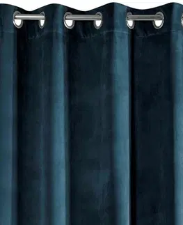 Jednobarevné hotové závěsy Tmavě modrý závěs v luxusním designu 140 x 250 cm