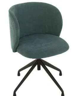 Jídelní stoly Zelená sametová jídelní točící židle Chair Turn Green - 56*48*77cm J-Line by Jolipa 35017