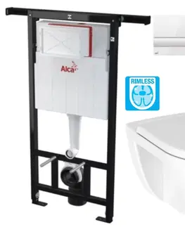 WC sedátka ALCADRAIN Jádromodul předstěnový instalační systém s bílým tlačítkem M1710 + WC JIKA LYRA PLUS RIMLESS + SEDÁTKO DURAPLAST SLOWCLOSE AM102/1120 M1710 LY2