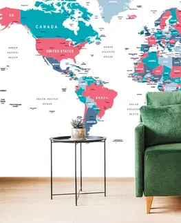 Samolepící tapety Samolepící tapeta mapa světa s pastelovým nádechem