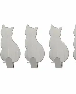 Odkapávače nádobí Wenko Sada 4 nerezových samolepících háčků Kočka