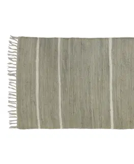 Koberce a koberečky Zelený bavlněný koberec s pruhy a třásněmi Rag verte - 70*160 cm Chic Antique 16089921 (16899-21)