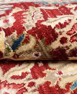 Kulaté a oválné koberce Kulatý vintage koberec červeno béžový