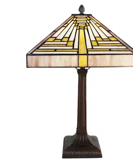 Svítidla Pyramidová stolní lampa Tiffany - 31*31*48 cm E27/max 1*60W Clayre & Eef 5LL-6285