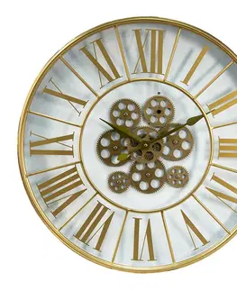 Hodiny Zlaté skleněné nástěnné hodiny s ozubenými kolečky Lao - Ø 60*8 cm  /1*AA Clayre & Eef 5KL0208