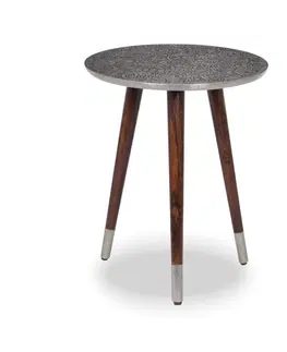 Luxusní a designové příruční stolky Estila Luxusní orientální příruční stolek Alcasar, kulatý s ručním kováním starostříbrná 50 cm