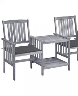 Zahradní židle Zahradní židle se stolkem akácie / látka Dekorhome Černá