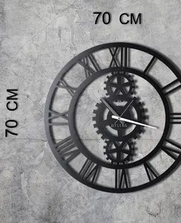 Hodiny Hanah Home Nástěnné hodiny Gear 70 cm černé