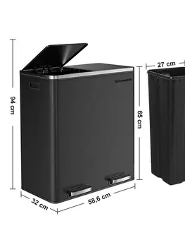 Odpadkové koše SONGMICS Odpadkový koš Rubax 2x30L černý