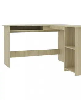 Pracovní stoly Rohový psací stůl 120x140 cm Dekorhome Bílá lesk