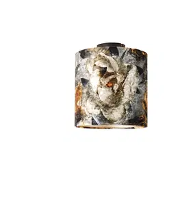 Stropni svitidla Stropní lampa černý sametový odstín květinový design 25 cm - Combi