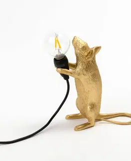 Vnitřní dekorativní svítidla SELETTI LED deko stolní lampa Mouse Lamp USB stojící zlatá