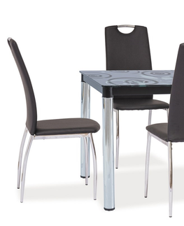 Jídelní stoly Jídelní stůl NEFON 2 100x60 cm, sklo/černá-chrom