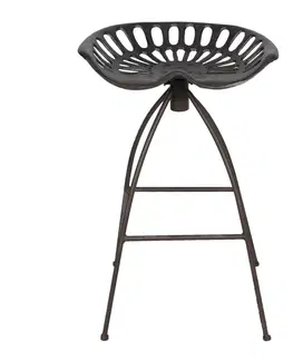 Barové židle Hnědá kovová barová židle v retro stylu Gysbert- 47*35*60/68 cm Clayre & Eef 5Y0712