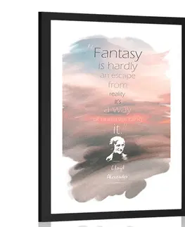 Motivy z naší dílny Plakát s paspartou citát o fantazii - Lloyd Alexander