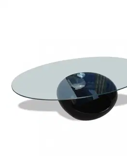 Konferenční stolky Konferenční stolek lamino / sklo Dekorhome Bílá lesk