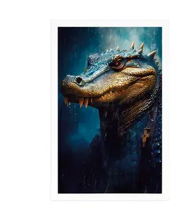 Vládci živočišné říše Plakát modro-zlatý krokodýl