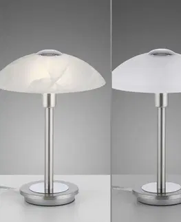 LED stolní lampy PAUL NEUHAUS LED stolní lampa stříbrná alabastrový dekor sklo 3 krokové stmívání dotykovým stmívačem 3000K PN 4026-55