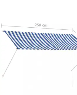 Zahradní markýzy Zatahovací markýza 250x150 cm Dekorhome Bílá / modrá