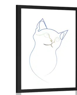 Motivy z naší dílny Plakát s paspartou barevné linie kočky