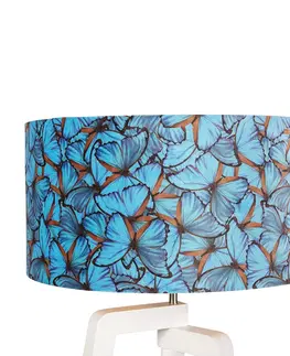 Stojaci lampy Stojací lampa stativ dřevo s motýlovým sametovým odstínem 50 cm - Puros
