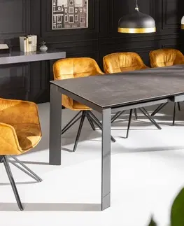 Designové a luxusní jídelní stoly Estila Moderní jídelní stůl Antan v antracitovém šedém provedení s keramickou deskou a kovovou konstrukcí 240cm