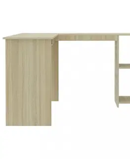 Pracovní stoly Rohový psací stůl 120x140 cm Dekorhome Dub sonoma / bílá