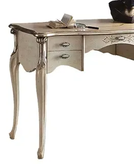 Stylové a luxusní pracovní a psací stoly Estila Barokní luxusní psací stolek Pasiones z masivního dřeva s pěti zásuvkami120cm