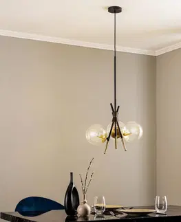 Závěsná světla Lucande Lucande Sotiana závěsná lampa, 3 světla, kulatá, mosaz