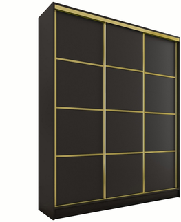 Šatní skříně Šatní skříň DAZIO 150 bez zrcadla, se 4 šuplíky a 2 šatními tyčemi, černý mat