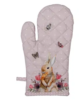 Chňapky Bavlněná chňapka - rukavice s králíčkem Happy Bunny- 18*30 cm Clayre & Eef HBU44