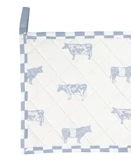 Chňapky Bavlněná podložka s modrým potiskem Life with Cows - 20*20 cm Clayre & Eef LWC45BL