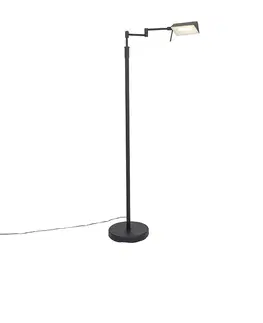 Stojaci lampy Designová stojací lampa černá včetně LED s dotykovým stmívačem - Notia